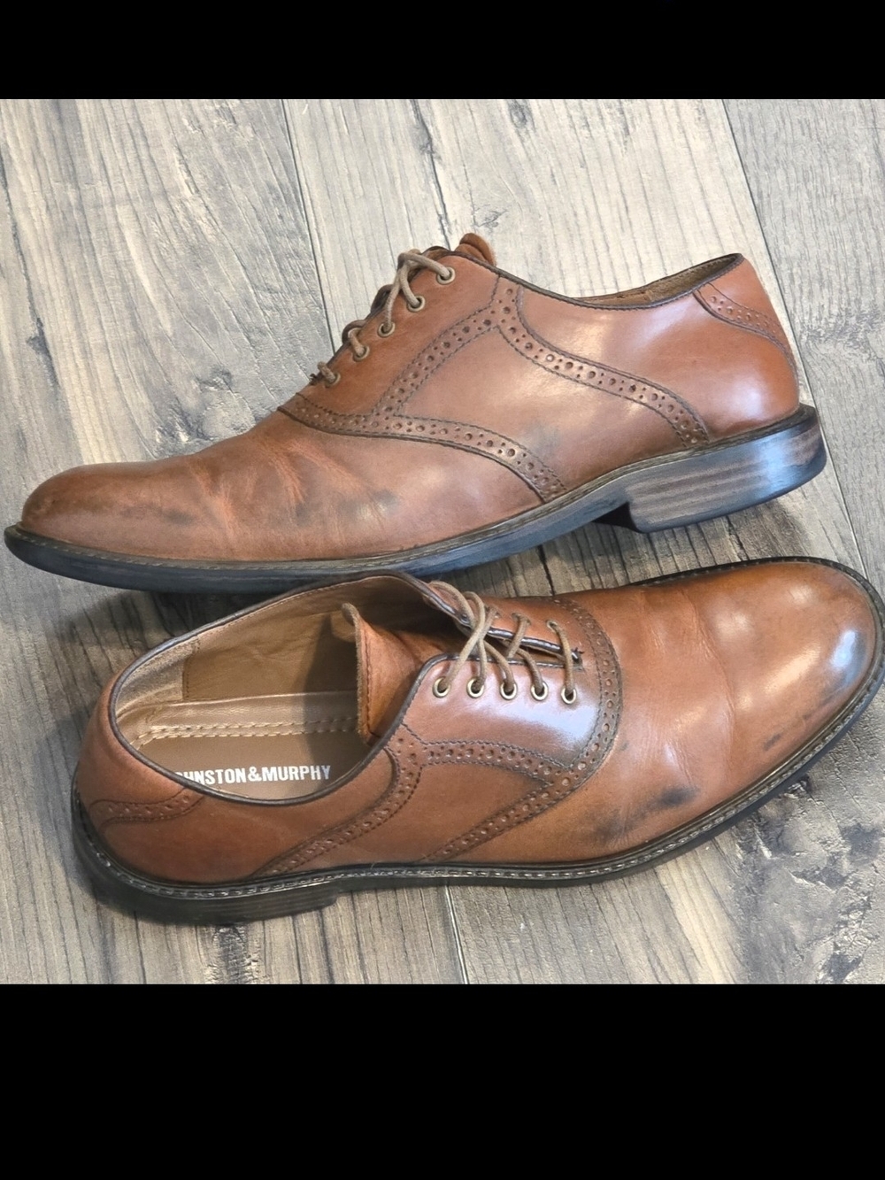Johnston & Murphy Tabor Saddle Oxfords Men's Size 11.5 M Brown Leather 20-2270